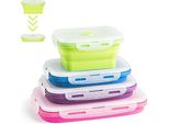 Virklyee Scatole Pieghevoli Per La Conservazione Degli Alimenti, 4 Pezzi, Contenitori, Scatole Per Il Pranzo In Silicone, Scatola In Silicone, Pieghevole, Facile Da Pulire, Da Trasportare (Colore O2)