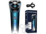 Rasoio Elettrico Da Uomo, Rasoio Da Uomo IPX7 Wet & Dry, Regolabarba, USB-C, 120 Minuti Di Autonomia (Blu)
