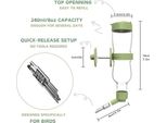 Bagno Per Uccelli, Gabbia Con Distributore Automatico Di Acqua, Attacco Per Bottiglia Appesa, Canarini, Cacatua, Fringuelli, Pappagallini (Verde, 240 Ml)