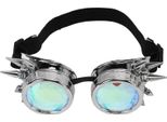 Occhiali Steampunk Retro Pc Abs Con Cinturino Elastico Occhiali Rave Caleidoscopio Per Festa Argento Lucido