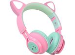 Riwbox CT-7 Cuffie Bluetooth Cat Ear Led Wireless Pieghevoli Over-Ear Con Microfono E Controllo Del Volume Per Smartphone/Laptop/Pc/Tv