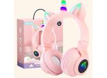 Bambini, Cuffie Bluetooth Unicorno Pieghevoli, Ragazze Con Cavo E Microfono Cuffie Bambini Con Luce Led Cuffie Stereo Per Cellulare/Tablet/Pc