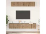 Maison Exclusive - Mobile Tv Da Parete 5 Pezzi In Legno Di Rovere Artigianale