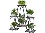 Supporto Per Piante, Design A 6 Livelli, Struttura In Metallo, Nero