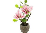 Kunstblume I.Ge.A. "Magnolie Im Topf", Rosa, B:14Cm H:33Cm L:16Cm, Polyester, Kunstpflanzen, KüNstlich Wie Echt Deko Blume Zimmerpflanze Baum Klein MagnolienblüTen