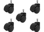 Rotelle Per Sedie Da Ufficio 11Mm Perno Ø 5 Cm Set Di 5 Rotelle Di Ricambio Per Sedie Da Ufficio Parquet Laminato Pavimenti Duri Nero 9085, Colore:Nero