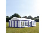 Toolport Tendone Per Feste 5X10 M Pvc Blu-Bianco 100% Impermeabile Tendone Da Esterno Tenda Party