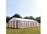 Toolport Tendone Per Feste 6X12 M Pvc Rosso-Bianco 100% Impermeabile Tendone Da Esterno Tenda Party