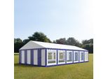 Toolport Tendone Per Feste 6X12 M Pvc Blu-Bianco 100% Impermeabile Tendone Da Esterno Tenda Party