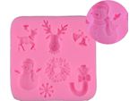 Stampo Per Fondente In Silicone, 6 Motivi Natalizi, Circa 7,9X7,9X1,3 Cm