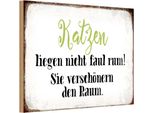 Vianmo Insegna In Legno 12X18 Cm Katzen Liegen Nicht Faul Rum