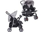 Vidaxl Passeggino Gemellare Acciaio Grigio E Nero