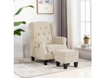 The Living Store Poltrona Massaggiante Con Sgabello In Tessuto Crema