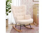 Fortuna Lai Sedia A Dondolo Poltrona Swing Poltrona Da Salotto Poltrona Per Camera Da Letto, Portata Fino A 120 Kg, Poliestere, Beige, 68 X 75 X 92 Cm