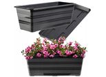 Fioriera Kadax Con Sottovaso "Cati"", In Plastica, Vaso Da Fiori Per Balcone, Terrazza, Davanzale, 40 Cm, Antracite"