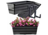 Fioriera Kadax Con Base E Portacassette Da Balcone "Cati"", In Plastica, Vaso Da Fiori Per Balcone, 40 Cm, Antracite"