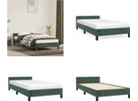 Vidaxl Struttura Letto Con Testiera Verde Scuro 90X190 Cm In Velluto - Struttura Letto Con Testiera - Cornici Letto Con Testiera - Struttura Letto - Letto Con Testiera