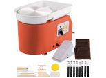 Macchina Per Ceramica 350 W 220 V - Tornio Elettrico 60 Db - Max. 300 Giri/Min - Giradischi 28 Cm - Lega Di Alluminio - Ceramica Fai Da Te - Arancione - 13,3 Kg