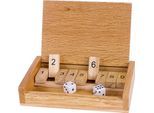 Goki HS185 Gioco Di Dadi Shut The Box, 13,5 X 9 X 2,5 Cm, Legno, 2 Dadi, Natura