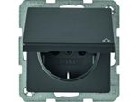 Berker 47516076 Presa Schuko Con Coperchio Incernierato Antracite Vellutato Berker Q.1/Q.3