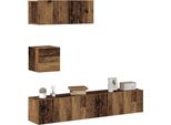 Maison Exclusive - Set Mobile Tv 4 Pz Montato A Parete Legno Antico In Truciolato