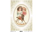 Itd Carta Di Riso Per Decoupage, Cavallo A Dondolo, Pizzo, Ovale Decorativo R1127