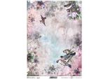 Itd Carta Di Riso Per Decoupage, Tessuto, Primavera, Uccelli, Fiori R1387