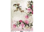 Itd Carta Di Riso Per Decoupage, R1318 Uccelli Su Un Ramo Di Rosa