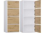 Cassettiera, Bianco / Rovere Artigianale, 50 X 119 X 40 Cm