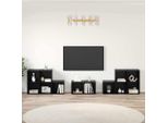 Maison Exclusive - Set Mobile Tv 8 Pezzi In Legno Effetto Rovere Nero