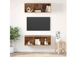 Maison Exclusive - Set Di Mobili Tv 2 Pezzi Legno Antico 37 X 37 X 107 Cm Materiale Ligneo