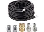 Rosfix Set Multiconnect 15M - Tubo Flessibile Per La Pulizia Dei Tubi 1/4" 155 Bar, 2 Ugelli Per Fognatura, 3 Adattatori | 15 M | 529 Bar Max | 60°C"