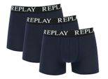 Replay - Boxer Basic Cuff Logo 3 Pack - Pantaloncini Blu Uomo