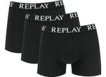 Replay - Boxer Basic Cuff Logo 3 Pack - Nero Intimo Uomo