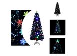 Vidaxl Albero Di Natale Con Fiocchi Di Neve Led Nero 180 Cm Fibra Ottica - Alberi Di Natale