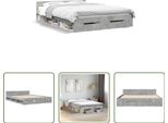 The Living Store Struttura Letto Con Cassetti In Cemento Grigio 140X190 Cm Materiale Legno