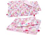 Bobo Biancheria Da Letto A 2 Fili 135X100 Cm Con Imbottitura Per La Casa E La Cameretta In Cotone - Fiori Rosa