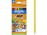 Bic Kids Smooth Eco Pastelli In Legno Per Bambini, Scatola Con 12 Colori