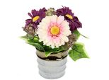 Kunstblume I.Ge.A. "Arrangement Aus Gerbera Im Topf Aus Keramik", Rot (Burgund), B:22Cm H:26Cm L:22Cm, Polyester, Kunstpflanzen, Tischgestecke Blumendekoration Seidenblumen KüNstliche Blumen