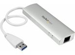 Startech.Com Hub Mobile Usb 3.0 A 3 Porte Più Gigabit Ethernet - Hub Usb In Alluminio Con Adattatore Gigabit Ethernet - Hub - 3 X Superspeed Usb 3.0 + 1 X 10/100/1000