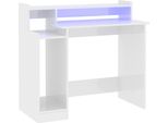 Scrivania Con Led Bianco Lucido 97X45X90 Cm Materiale A Base Di Legno