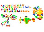 Set Di Magneti Colorati Per Bambini Dai 3 Anni In Su, Gioco Educativo + Numeri, Lettere, Numeri, Linee, 128 Pezzi.