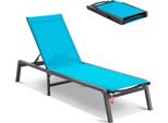 Poltrona Chaise Longue Per Esterni Vevor, Poltrona Da Giardino In Alluminio Con 5 Posizioni Regolabili, Poltrona Da Piscina Pieghevole Con Funzione Reclinabile E Lettino Prendisole Completamente Piatto