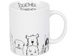 KöNitz Funny Dogs Becher, Tasse, Kaffeetasse, Porzellan, Hunde, Weiß, 300 Ml, 11 1 002 2076