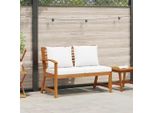 Panchina Da Giardino 114,5 Cm Con Cuscini Bianco Crema In Legno Massiccio Di Acacia