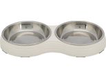 Set Di Ciotole, Melamina/Acciaio Inox 2 × 0,2 L/ø 13 Cm/27 × 3 × 14 Cm Bianco