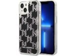 Karl Lagerfeld Klhcp14Slmnmk Custodia Rigida Per Iphone 14 / 15 / 13 6.1 Nero/Nero Liquid Glitter Monogram