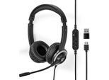 Auricolare Pc | On-Ear | Stereo | Usb Type-A / Usb Type-C ™ | Microfono Pieghevole | Nero
