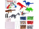 Malplay Iron-On Perline 3000 Pezzi Fai Da Te Dinosauro Iron-On Stencil 3D Figure Perline Set T-Rex Modello Regalo Da 6 Anni