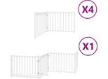 Vidaxl Cancello Per Cani A 12 Pezzi Con Porta Pieghevole Bianco 960 Cm Legno Di Pioppo